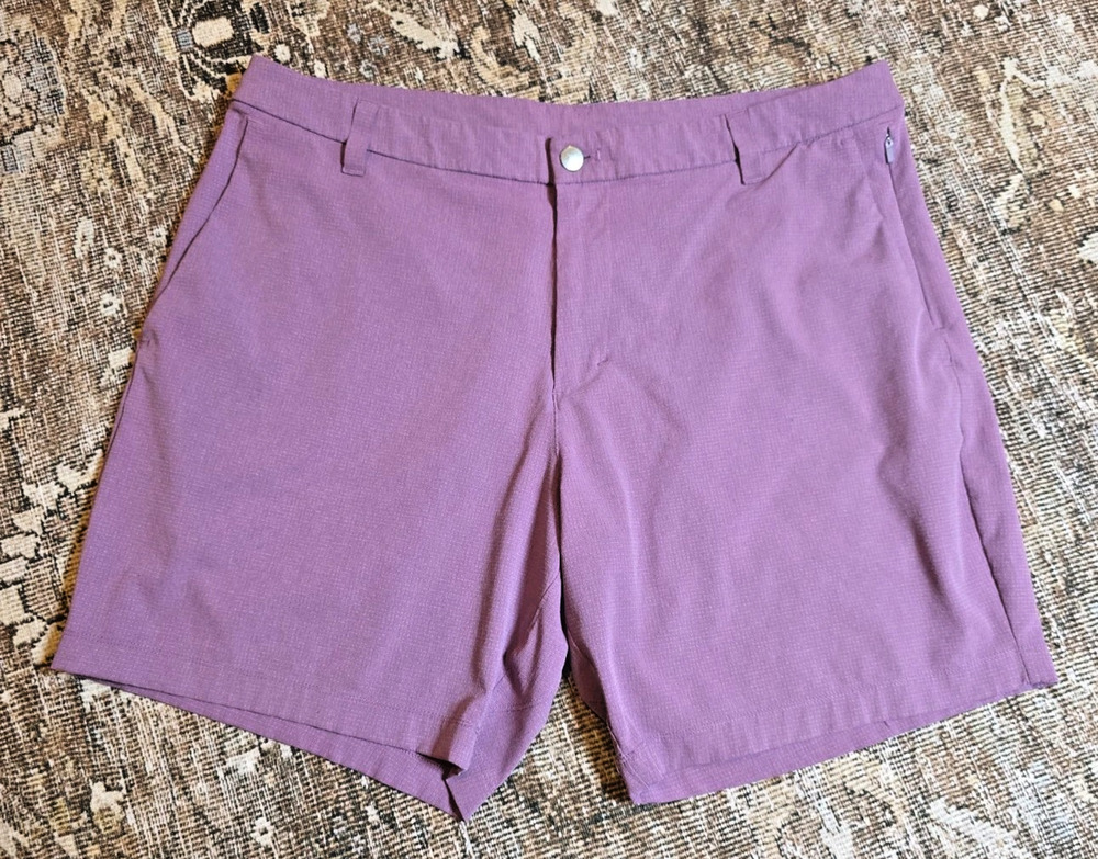 Lululemon Commission Shorts 36 Purple Classic Micro Check 7" Inseam LM7AK2S Golf